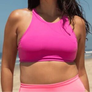 Left On Friday Vibrant Pink High-Neck Bikini Top